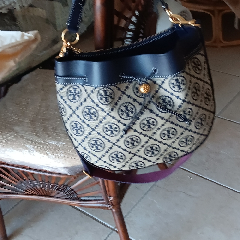 Tory Burch Blue and Grey Ish Shoulder Bag NWT" - Picture 6 of 7